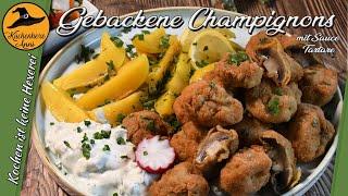 Knusprig gebackene Champignons ( Kugelschnitzerl ) mit Sauce Tartare