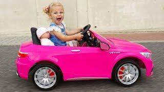 Little Girl Elis Ride On Pink Mercedes Benz AMG 12V Power Wheel with Baby Doll and Thomas BMW