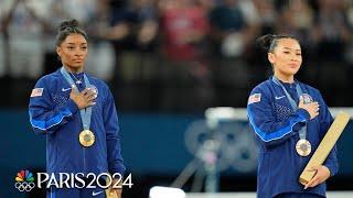 Simone Biles, Suni Lee soak in medal ceremony after all-around competition | Paris Olympics