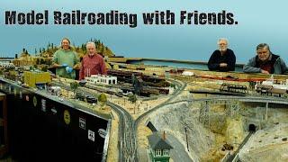 See our large Model Trian layout & the friends we enjoy it with. Custom built Bridge now in place!