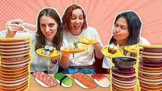 Sushi Eating Challenge - Japanese Conveyor Belt Sushi 