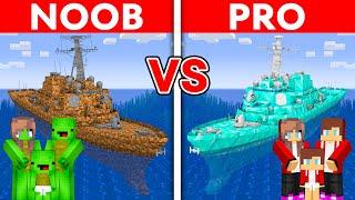 MIKEY vs JJ Family: NOOB vs PRO: MODERN WARSHIP Build Challenge in Minecraft