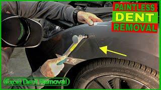 Paintless Dent Removal Technique To Repair a Large Fender Dent