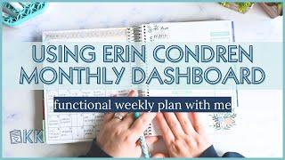 Erin Condren Simple Functional Plan with Me Weekly Overview and Using Monthly Planner Dashboard Page