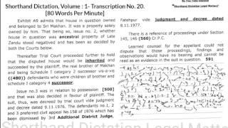 Shorthand Dictation Legal, 80 WPM, Volume 1, Exercise 20