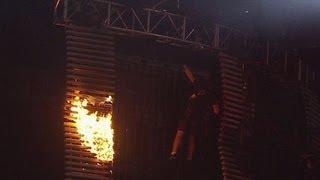 Raw set catches fire before the show at U.S. Bank Arena: