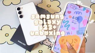  samsung galaxy s23+ cream aesthetic unboxing | case decorating and cute theme setup