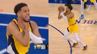 Tyrese Haliburton INSANE shot to force OT vs Knicks and does choke celly thinking it was a 3
