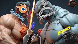 Zbrush Artist Trying Blender For 1st Time | Zbrush vs blender | Blender Creature Sculpting #blender