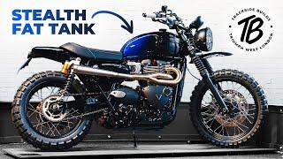 Custom Triumph Scrambler 900 Stealth Fat Tank 2024 | Trackside Builds