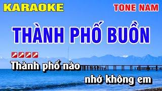 Karaoke Thành Phố Buồn Tone Nam Nhạc Sống | Nguyễn Linh