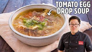 Super Easy Tomato Egg Drop Soup Recipe!