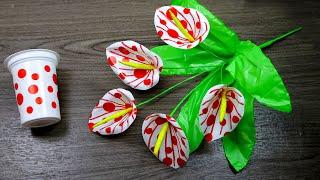 ide kreatif gelas plastik bekas untuk membuat bunga calla lily