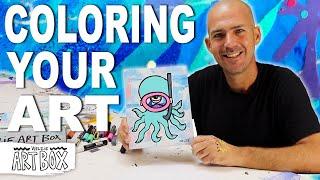 POSCA PAINT PENS- How to color in your artwork - WELZIE ART BOX TUTORIAL