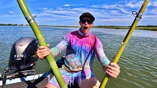 CHALLENGE- Can we catch SHARKS on BAMBOO!?!