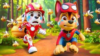 PAW Patrol CHALLENGE Rescues The Mighty Pups From Bee Stings By Becoming Spider-man 5 time Challenge