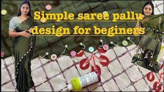 Simple saree pallu design for beginners #fashion #style #tutorial #craft