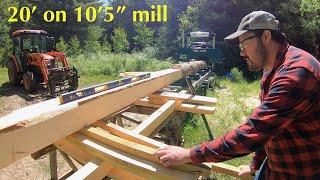 Cutting a 20 Foot Log on a 10 Foot Sawmill | No Track Extension Required