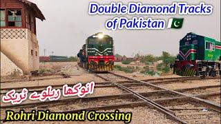 Rare Scene: Train on Double Diamond Railway Crossing of Pakistan *Anokha Track*  | Rohri Junction