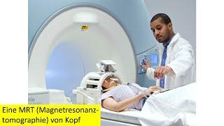 Eine MRT Magnetresonanztomographie von Kopf