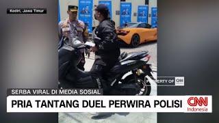 Viral, Pemotor Tantang Polisi Berkelahi