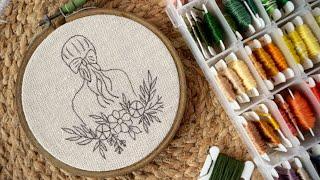 Beautiful girl and flowers embroidery hoop || Embroidery for Beginners - Let’s Explore