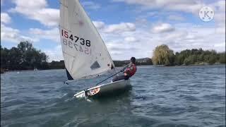 Laser sailing - strong winds 17knots gust of 29- hiking hard!