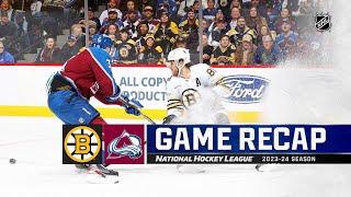 Bruins @ Avalanche 1/8 | NHL Highlights 2024