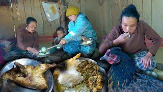 Local Chicken Soup Recip with Rice Cooking & Eating || Dinner together in the village | Village Vlog