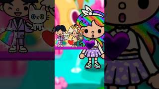 Girl rainbow hair and boyfriend Rich x poor #shorts #tocaboca #tocaworld #tocalifeworld