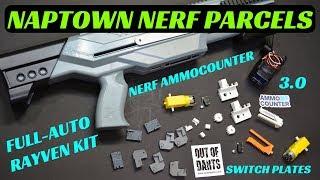 [Naptown Nerf Parcels] AmmoCounter 3.0, Out Of Darts Switch Plates, Full-Auto Rayven Kit, X Zeus 2