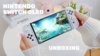 Nintendo Switch OLED Aesthetic Unboxing + cute accessories & Zelda Tears of The Kingdom  (ASMR)