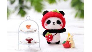 淘宝 梧桐家羊毛毡 · strawberry Panda DIY tutorial 羊毛毡wool felt视频教程教学strawberry