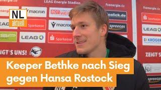 FC Energie Cottbus | Keeper Elias Bethke über 3:1 Derbysieg gegen Hansa Rostock