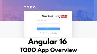 Angular 16 todo project Overview | Auth guard | Interface | Services | Components | Testycodeiz