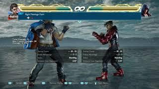 Hwoarang movelist with frame data display (opponent all block)