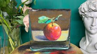 how to draw an apple with sand in a bottle ｜sandart |sand painting |沙瓶画｜サンドぺインテイング｜