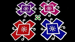 Simple flower rangoli | flower kolam | 10 dots rangoli | pulli kolam | Easy rangoli | flower muggulu