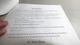 What does an Abstract Algebra PhD Qualifying Exam look like?