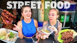 TWO GIRLS eat a lot of STREET FOOD in Bangkok Thailand  Bangkok food vlog