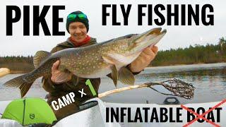 PIKE FLY FISHING from INFLATABLE "Boat" + CAMPING