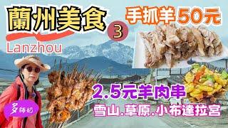 【中國蘭州旅遊3】蘭州美食:手抓羊.羊脖子.燒羊串.清真手工酸奶蘭州近郊一日遊馬牙雪山.祈連山公園.小布達拉宮.草原