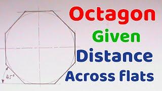 HOW TO DRAW A REGULAR OCTAGON GIVING THE DISTANCE ACROSS FLATS ||GEOMETRICAL CONSTRUCTION