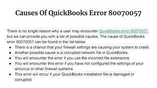 QuickBooks Error 80070057