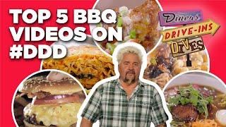 Top 5 CRAZIEST BBQ Vids in #DDD History with Guy Fieri | Diners, Drive-Ins and Dives | Food Network