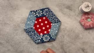 Hexie Paper Pieced Mug Rug/Drink Coaster I English Paper Piecing