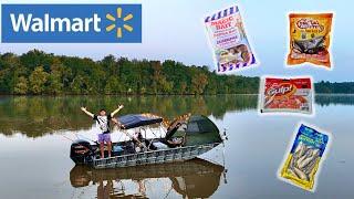 2 DAYS CAT FISHING WITH ONLY WALMART STINK BAIT!! {Boat Camping}