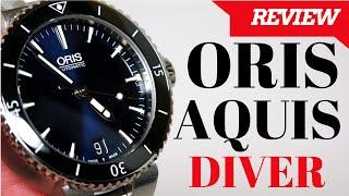 (4K) ORIS AQUIS BLUE DIVER WATCH REVIEW MODEL: 73376524135MB