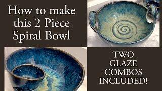 2 piece spiral bowl demo-GORGEOUS GLAZE COMBINATIONS INCLUDED  #pottery #potterymaking #glazing