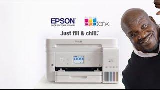 Shaq say "Just Fill and Chill with Epson's EcoTank Printer